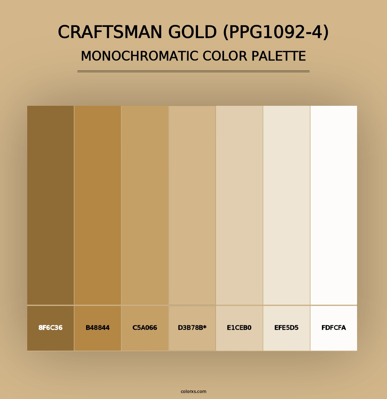 Craftsman Gold (PPG1092-4) - Monochromatic Color Palette