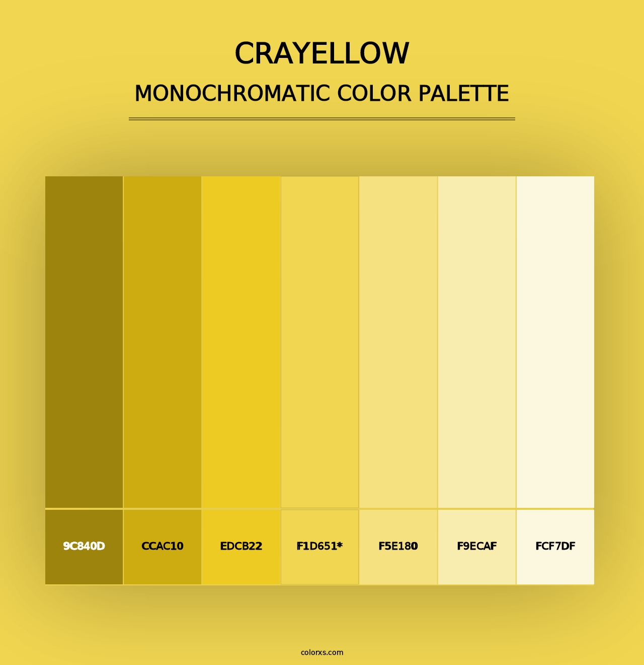 Crayellow - Monochromatic Color Palette