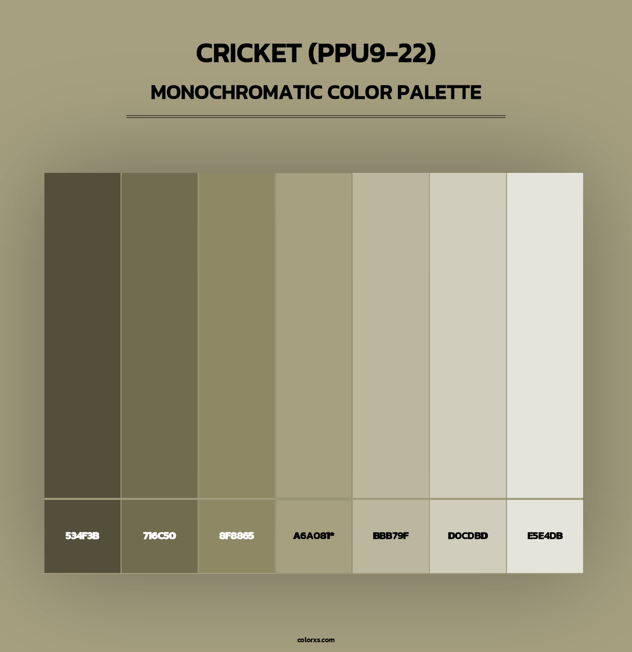 Cricket (PPU9-22) - Monochromatic Color Palette