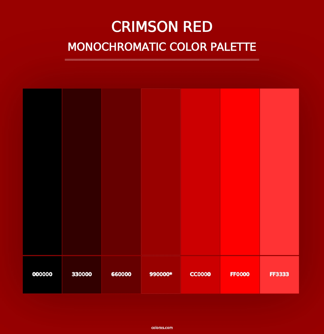 Crimson Red - Monochromatic Color Palette