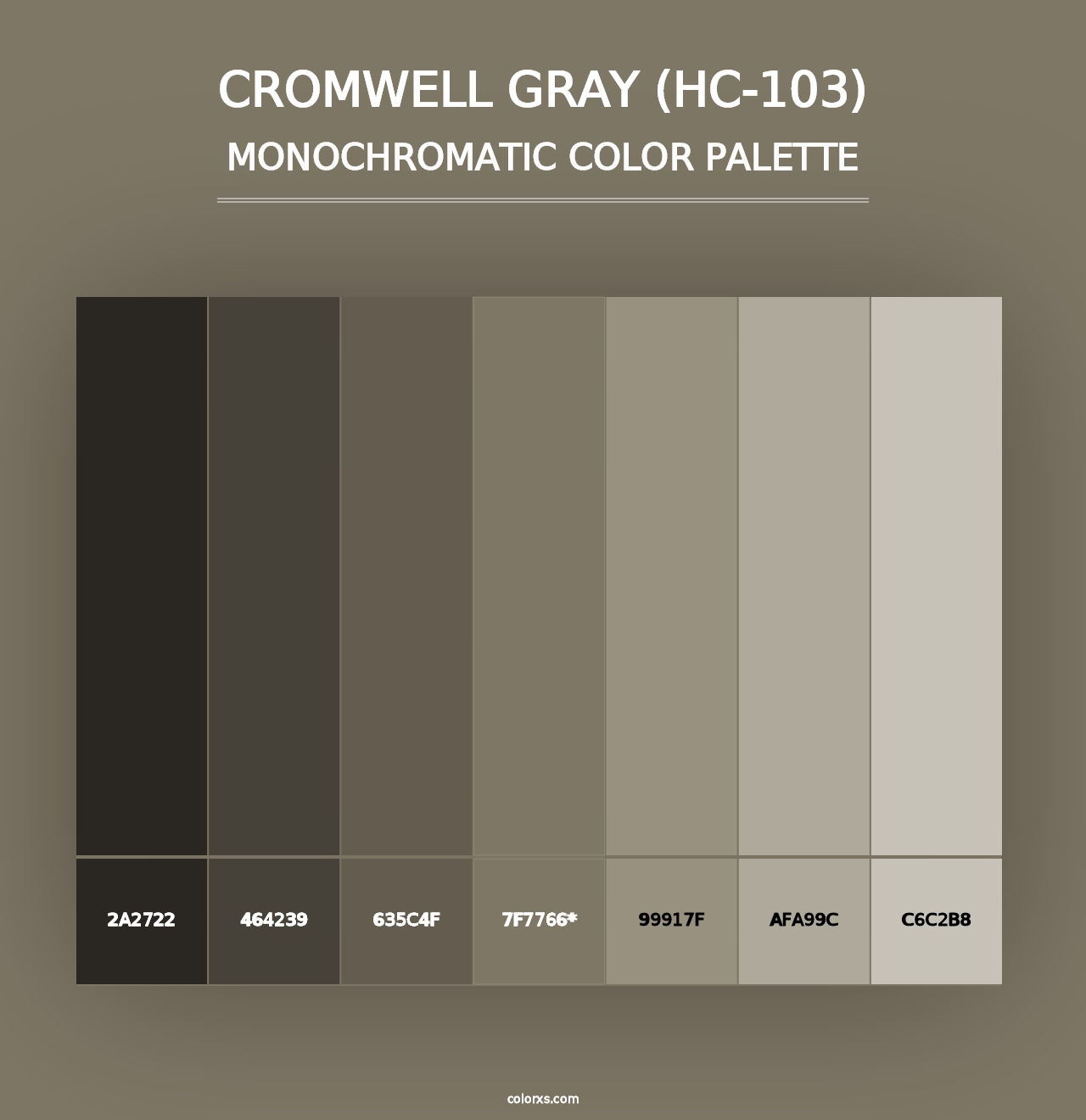 Cromwell Gray (HC-103) - Monochromatic Color Palette