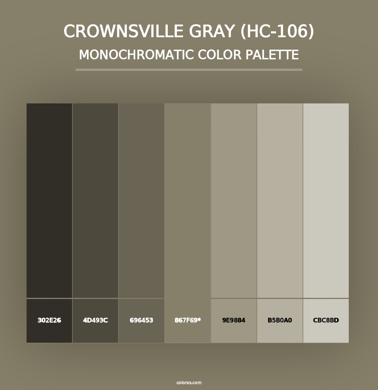 Crownsville Gray (HC-106) - Monochromatic Color Palette