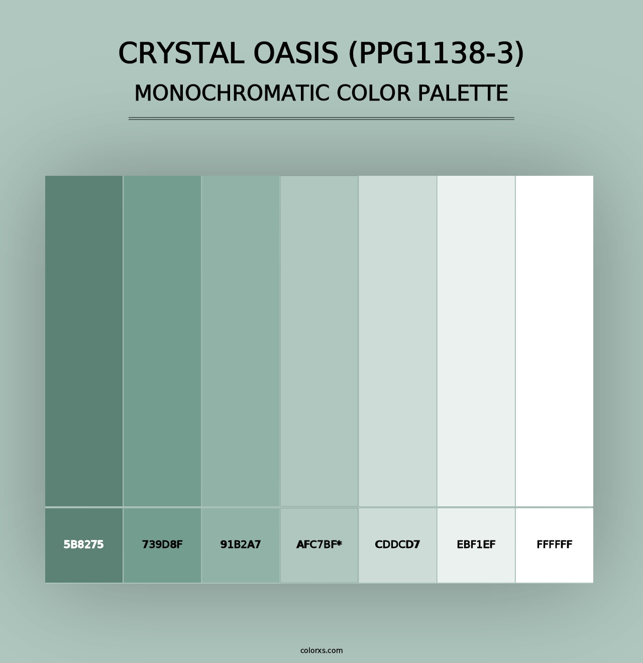 Crystal Oasis (PPG1138-3) - Monochromatic Color Palette