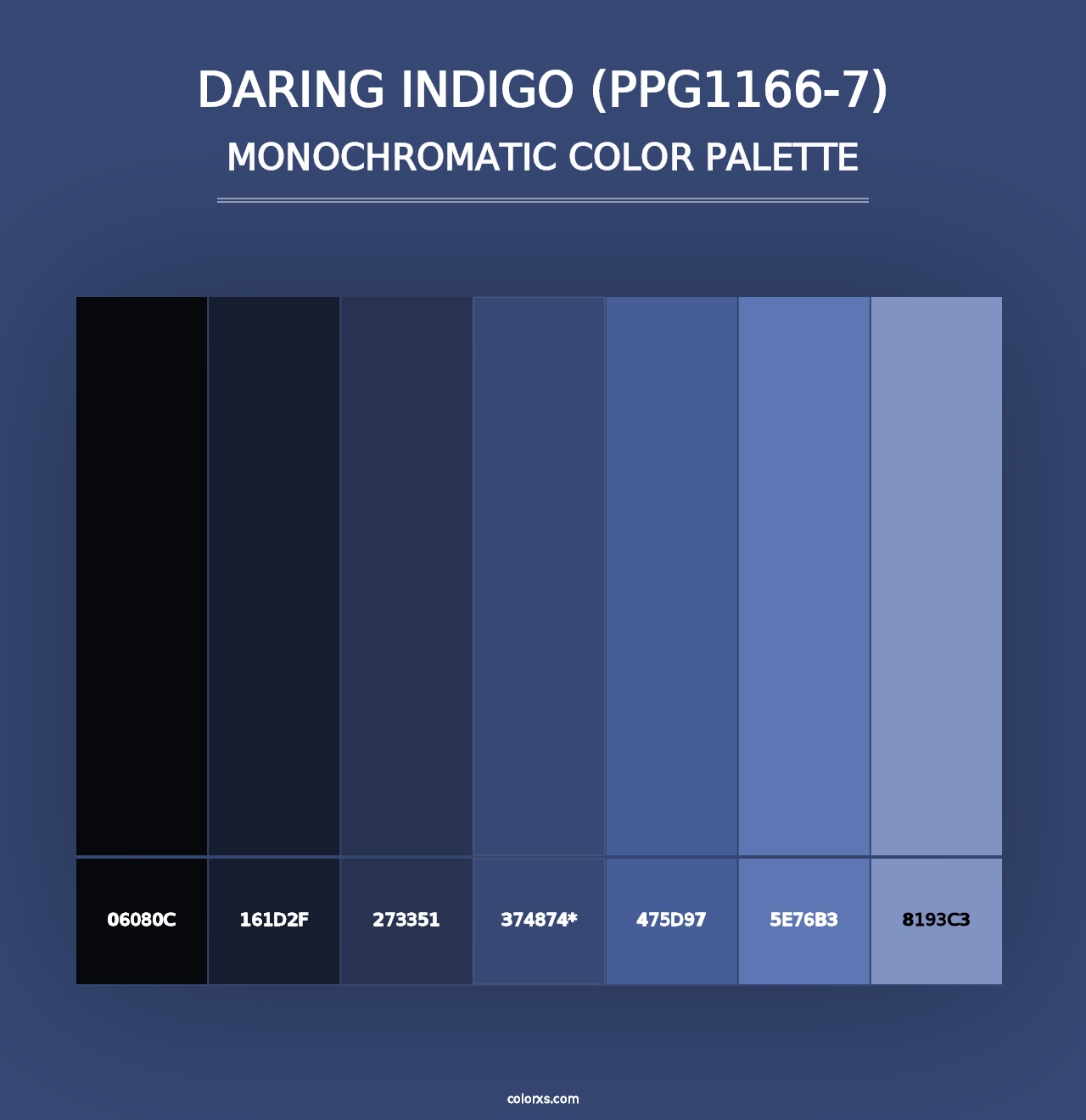 Daring Indigo (PPG1166-7) - Monochromatic Color Palette