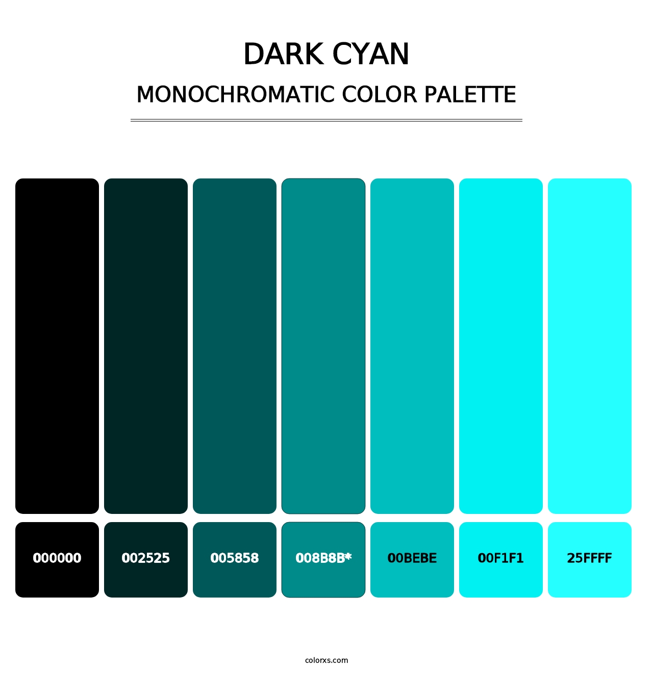 Dark Cyan - Monochromatic Color Palette