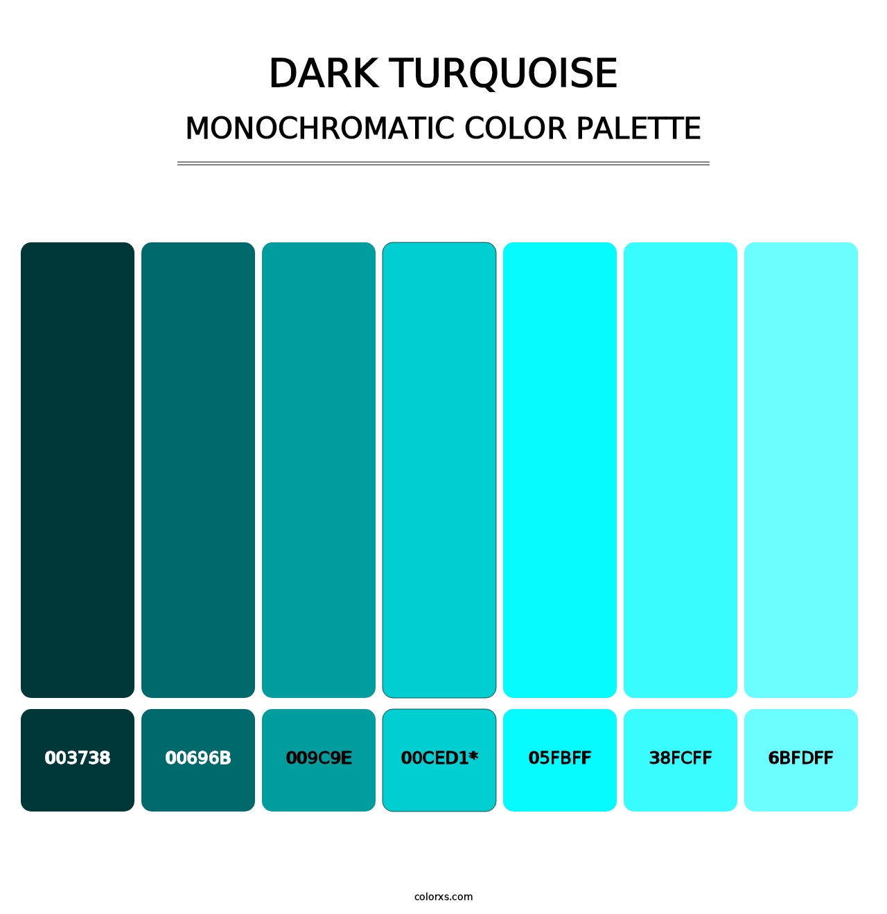 Dark Turquoise - Monochromatic Color Palette