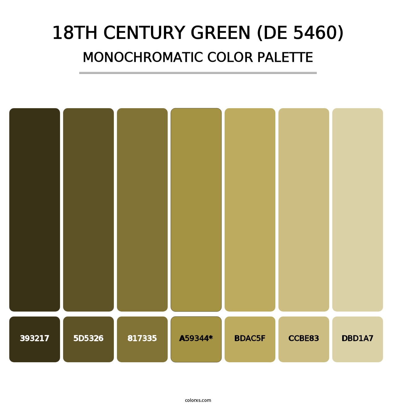 18th Century Green (DE 5460) - Monochromatic Color Palette