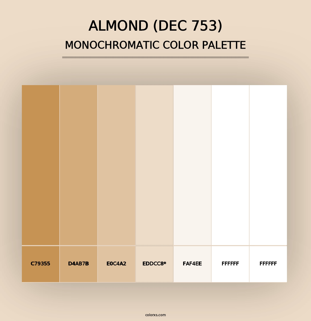 Almond (DEC 753) - Monochromatic Color Palette