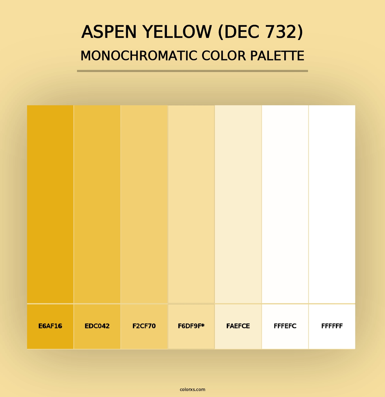 Aspen Yellow (DEC 732) - Monochromatic Color Palette