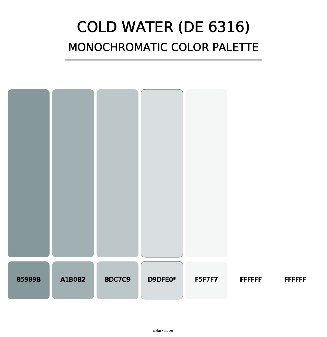 Cold Water (DE 6316) - Monochromatic Color Palette