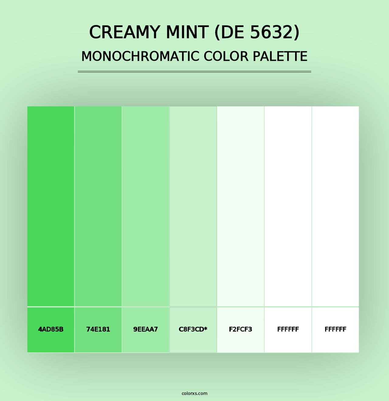 Creamy Mint (DE 5632) - Monochromatic Color Palette