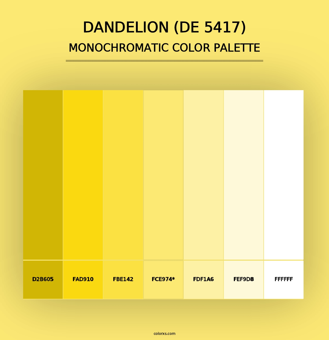 Dandelion (DE 5417) - Monochromatic Color Palette