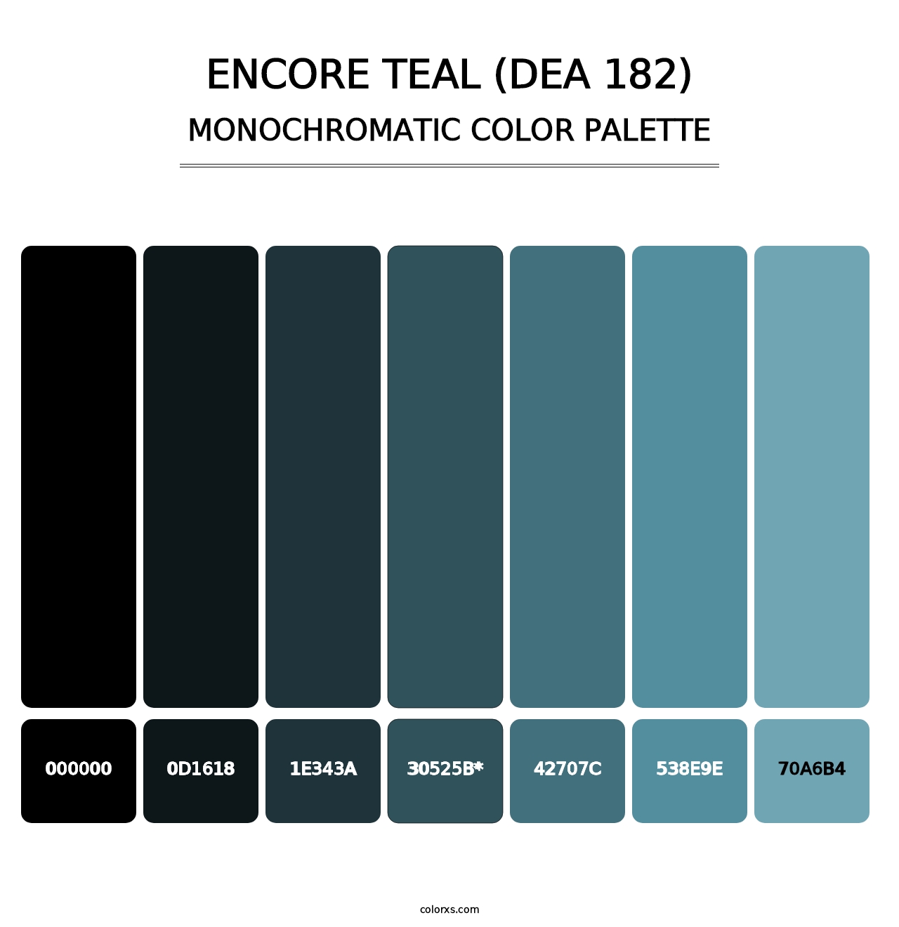 Encore Teal (DEA 182) - Monochromatic Color Palette