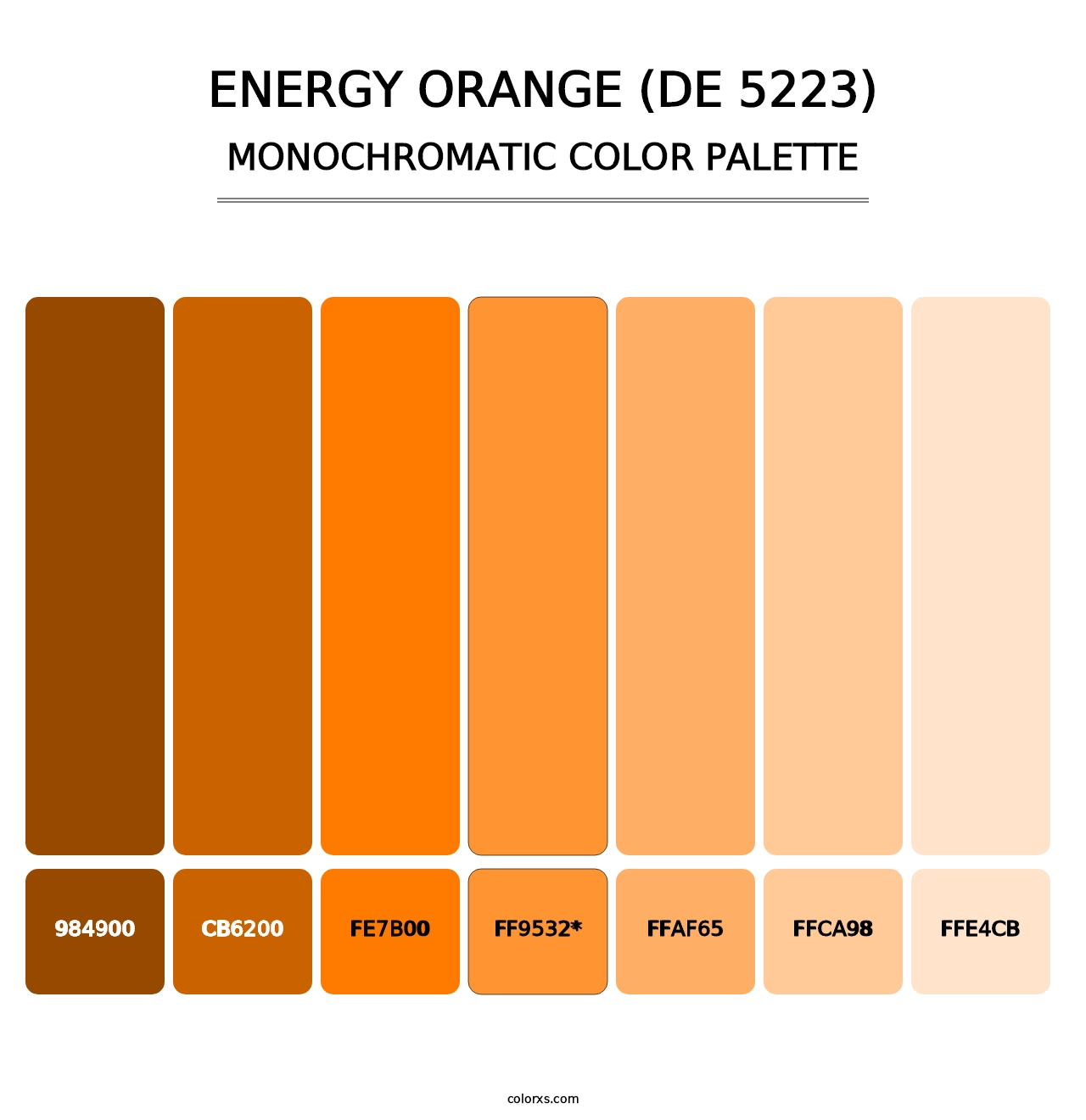 Energy Orange (DE 5223) - Monochromatic Color Palette