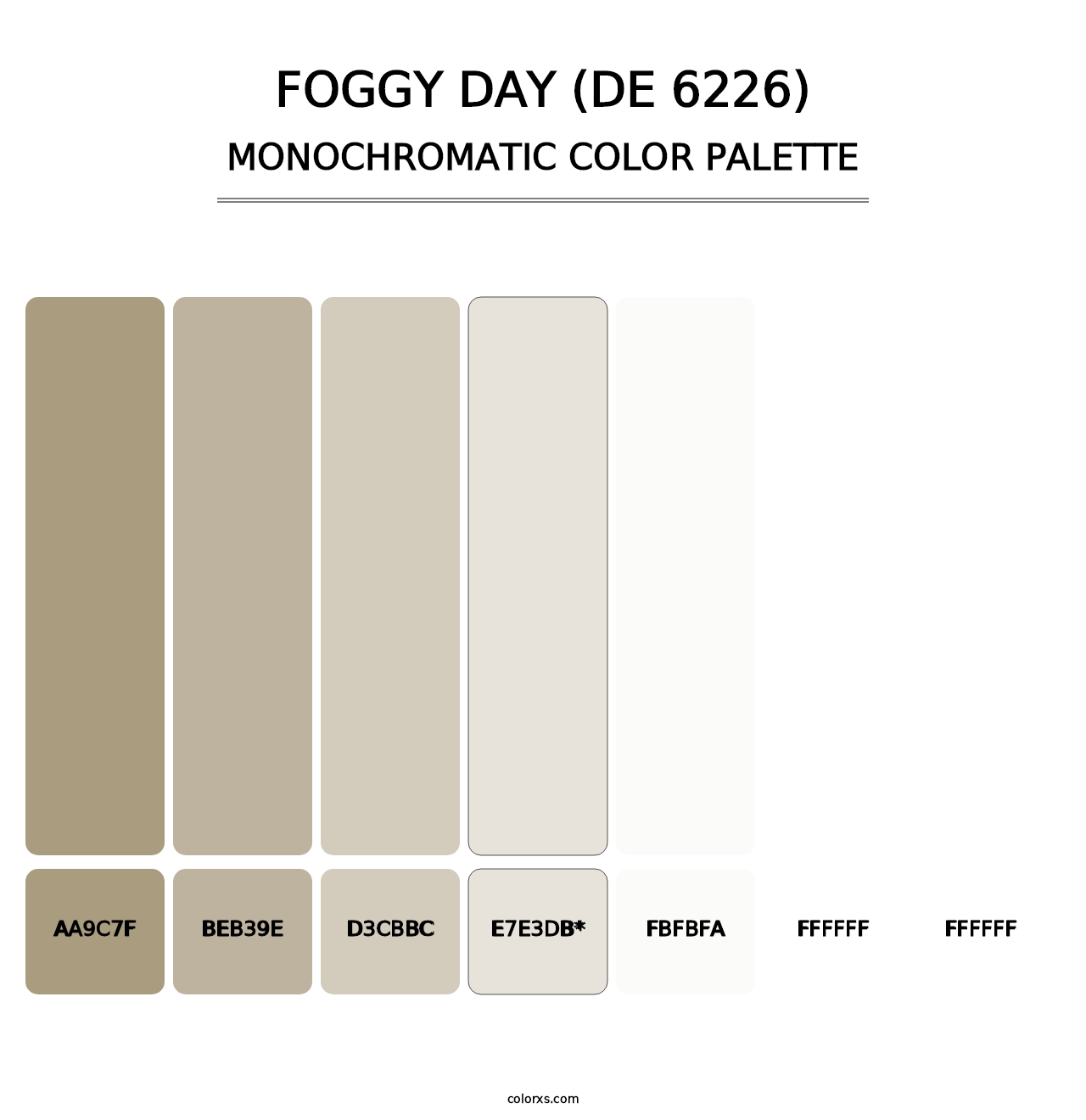 Foggy Day (DE 6226) - Monochromatic Color Palette