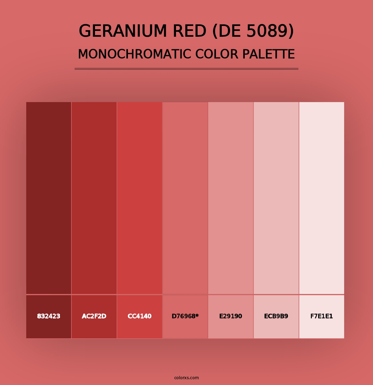 Geranium Red (DE 5089) - Monochromatic Color Palette