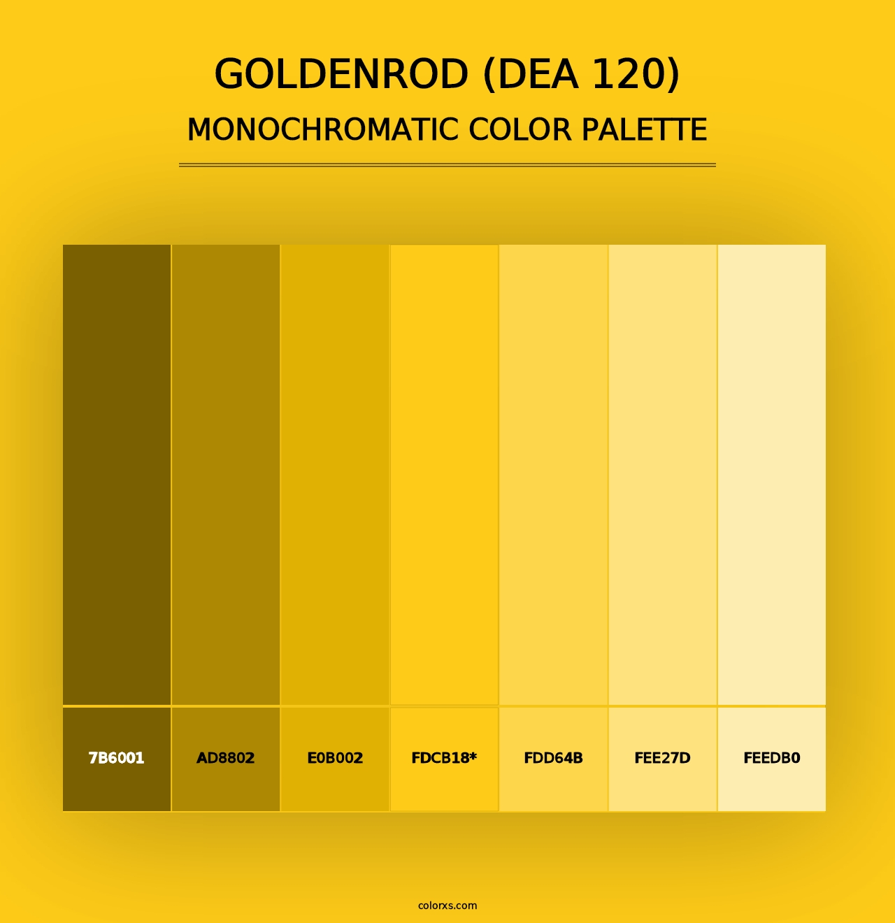 Goldenrod (DEA 120) - Monochromatic Color Palette