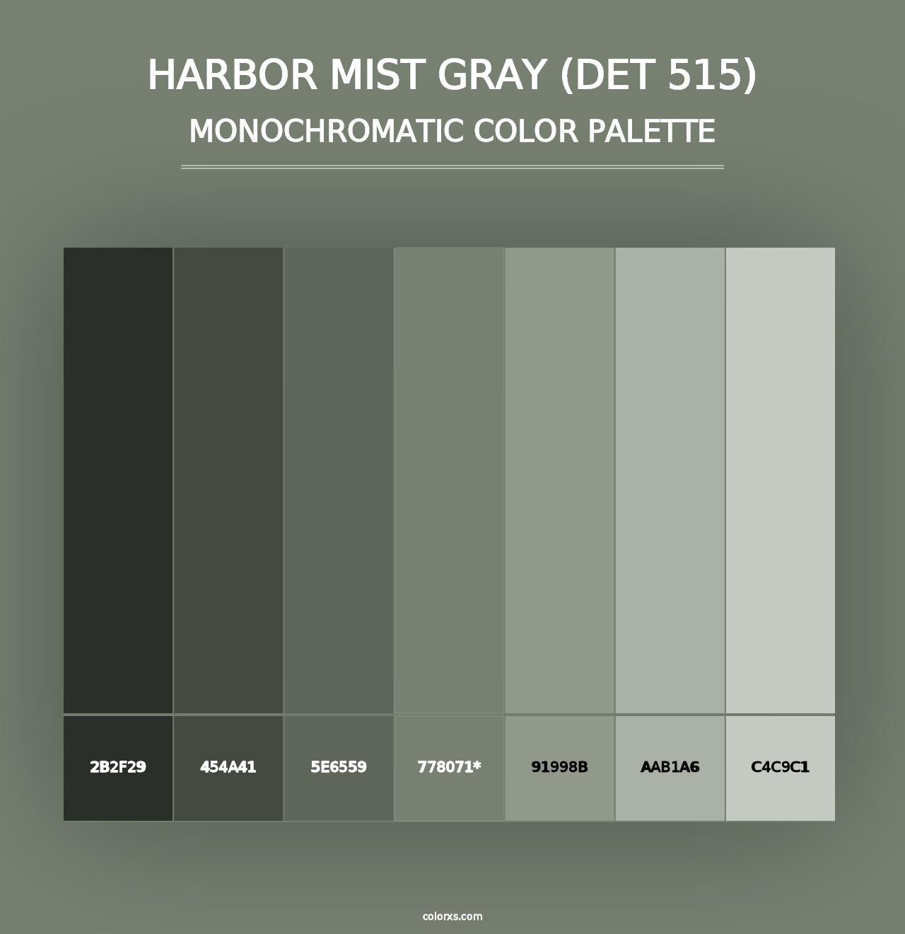 Harbor Mist Gray (DET 515) - Monochromatic Color Palette