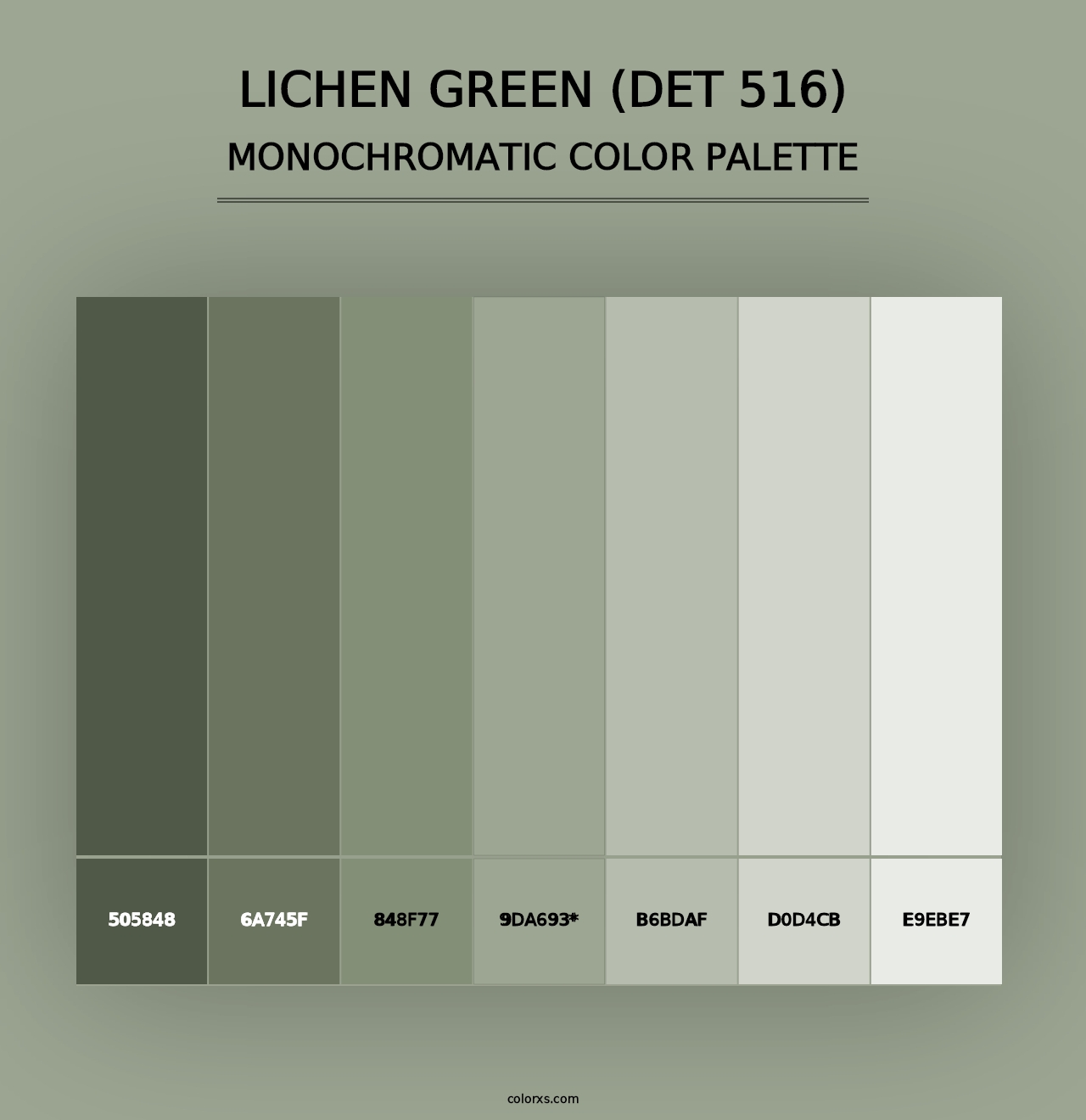 Lichen Green (DET 516) - Monochromatic Color Palette