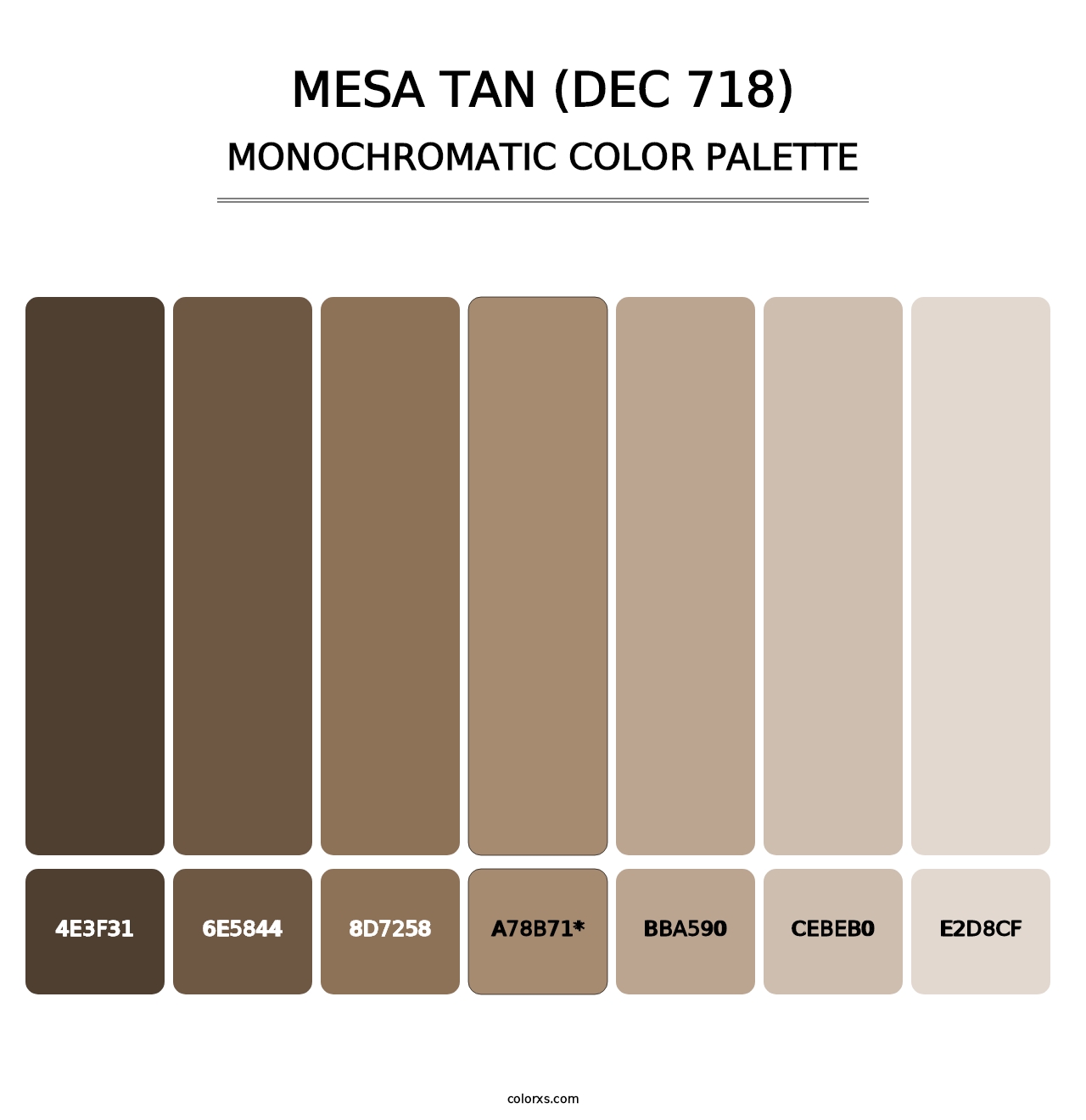 Mesa Tan (DEC 718) - Monochromatic Color Palette