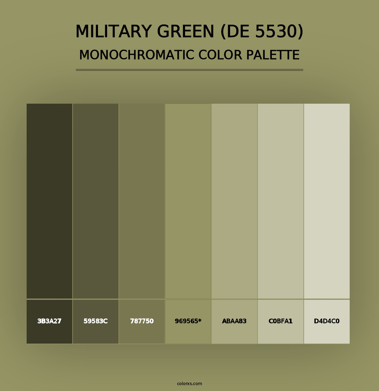 Military Green (DE 5530) - Monochromatic Color Palette