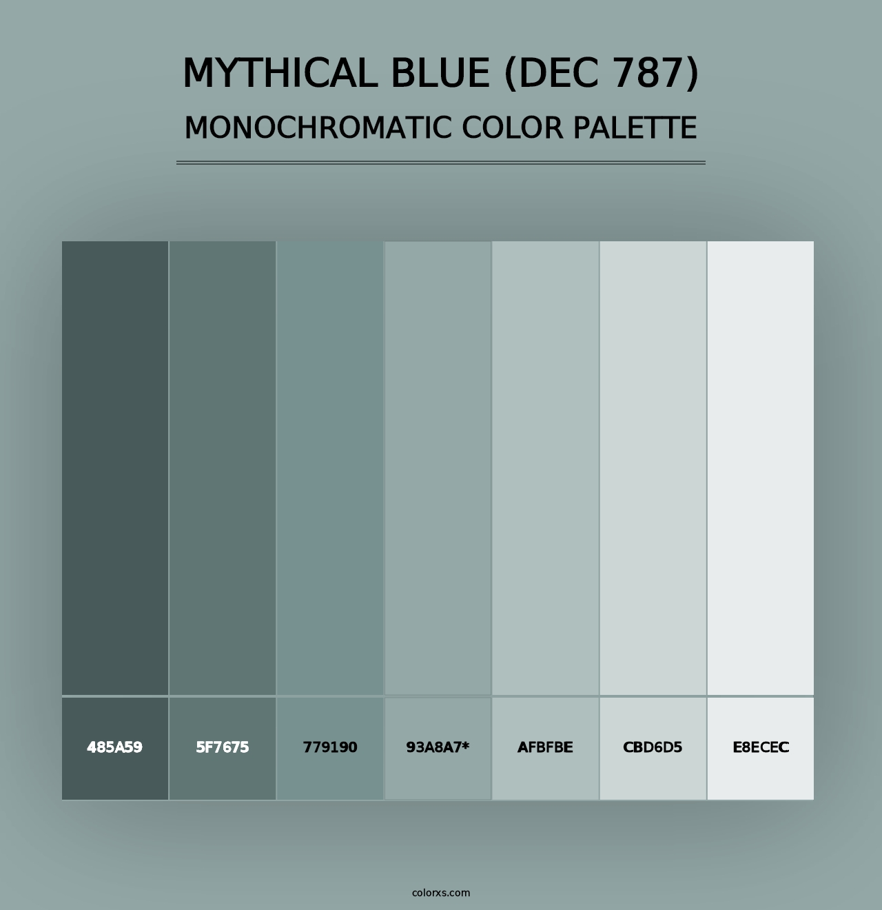 Mythical Blue (DEC 787) - Monochromatic Color Palette