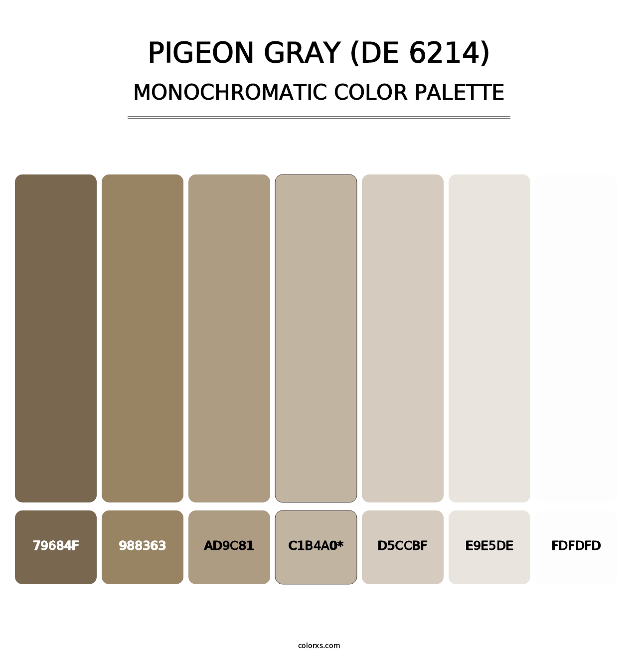 Pigeon Gray (DE 6214) - Monochromatic Color Palette