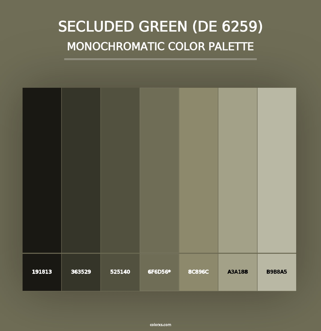 Secluded Green (DE 6259) - Monochromatic Color Palette