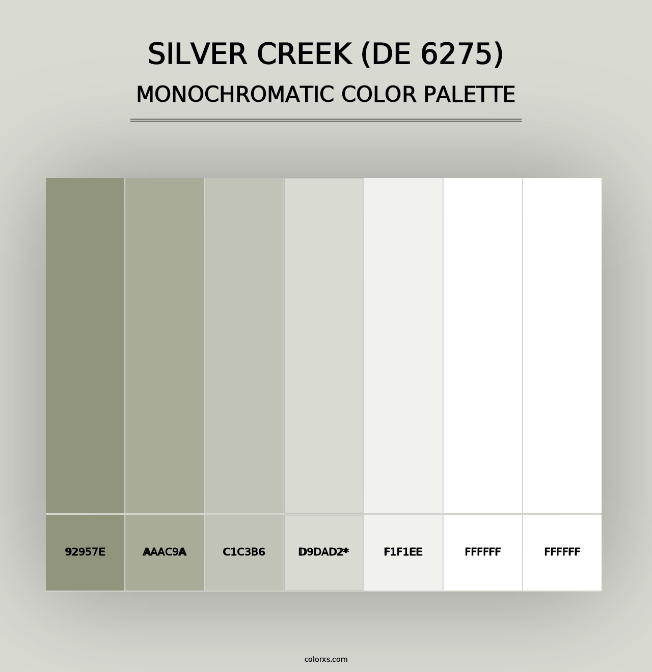 Silver Creek (DE 6275) - Monochromatic Color Palette