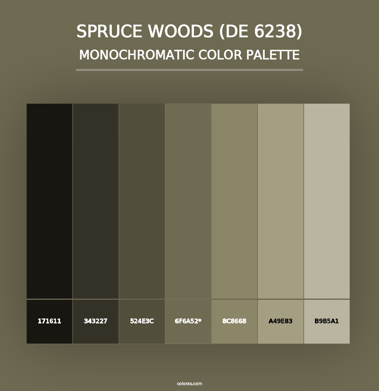 Spruce Woods (DE 6238) - Monochromatic Color Palette