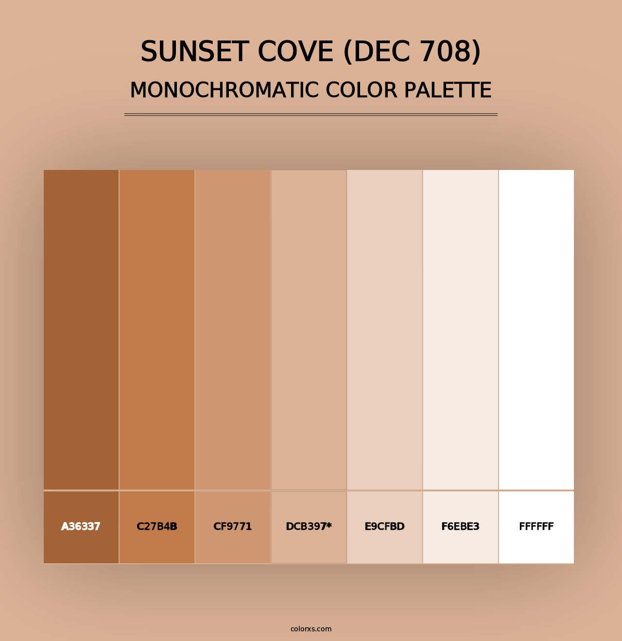 Sunset Cove (DEC 708) - Monochromatic Color Palette