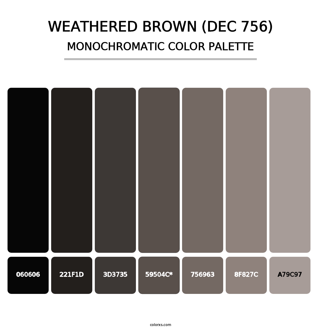 Weathered Brown (DEC 756) - Monochromatic Color Palette