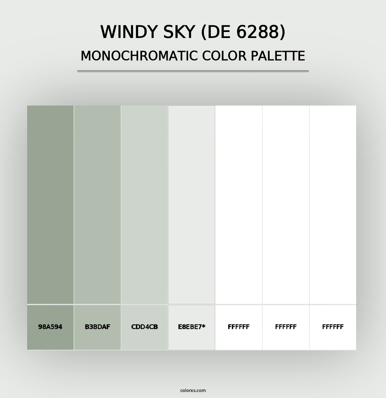 Windy Sky (DE 6288) - Monochromatic Color Palette