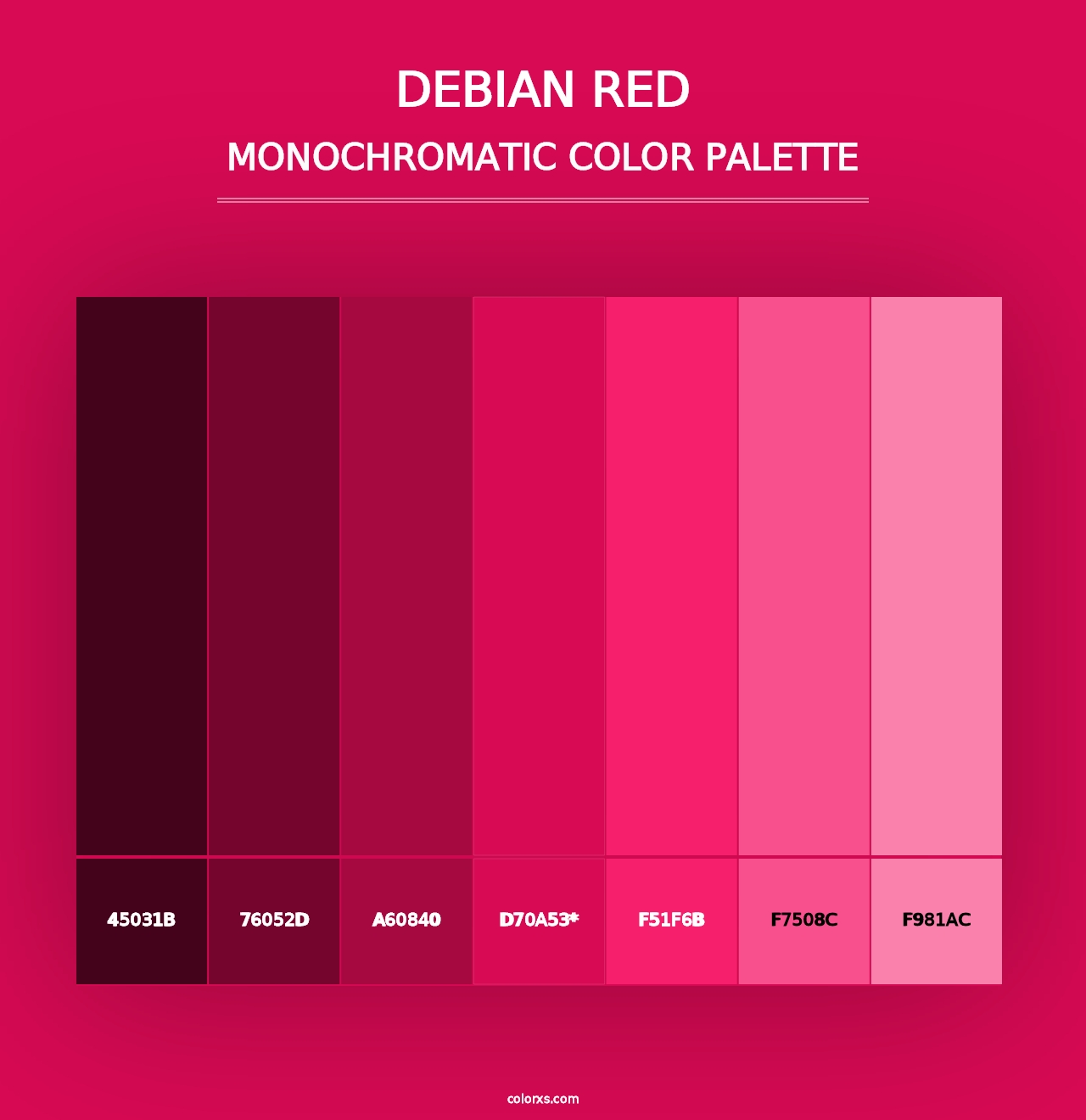 Debian red - Monochromatic Color Palette