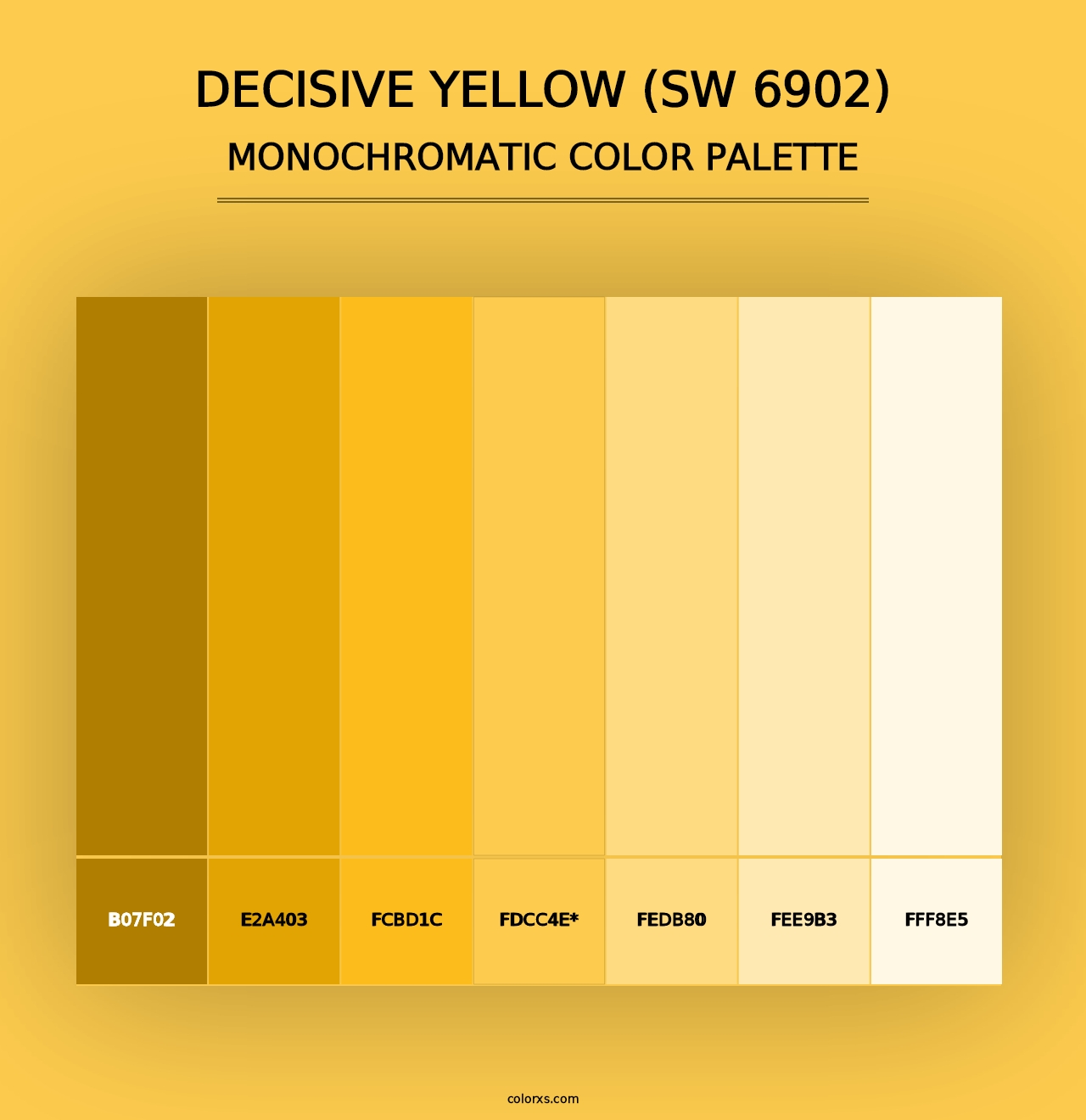 Decisive Yellow (SW 6902) - Monochromatic Color Palette