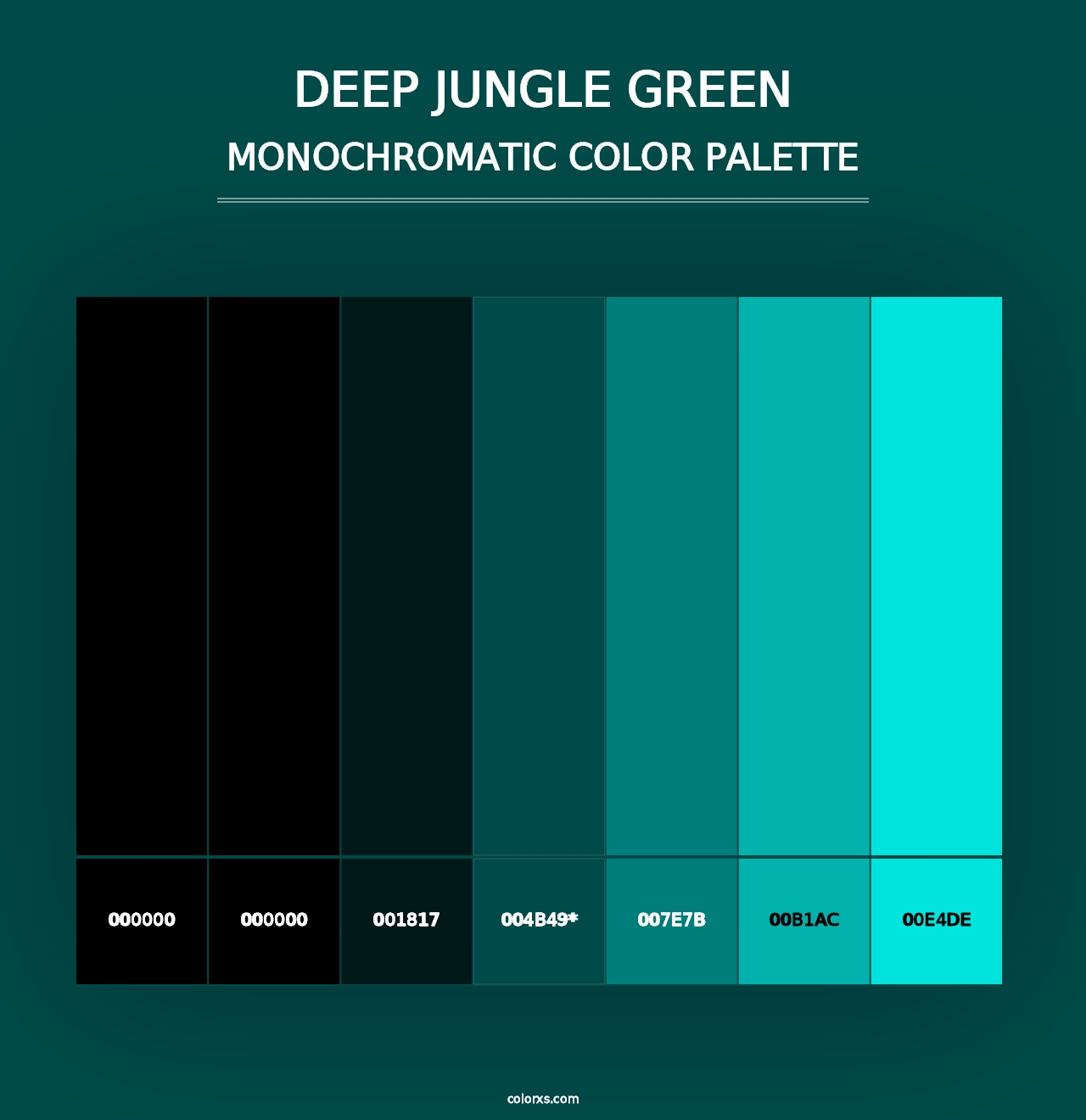 Deep Jungle Green - Monochromatic Color Palette