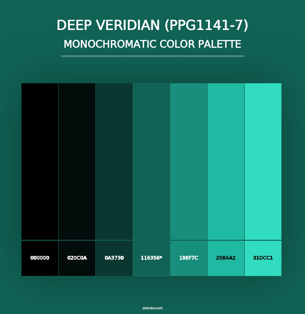 Deep Veridian (PPG1141-7) - Monochromatic Color Palette