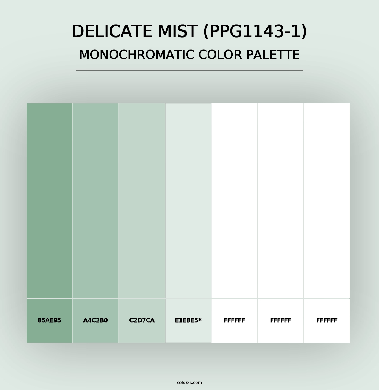 Delicate Mist (PPG1143-1) - Monochromatic Color Palette