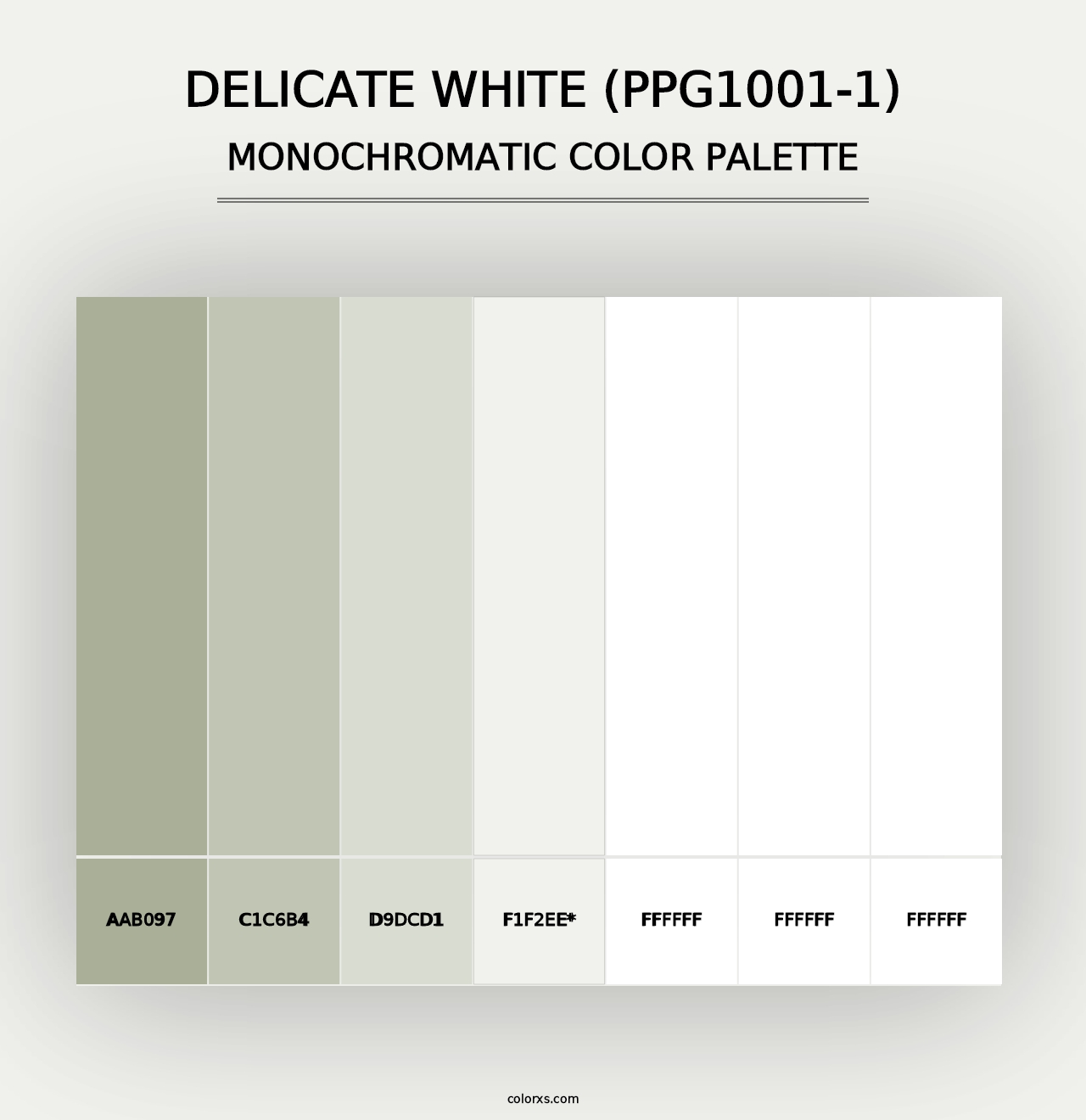 Delicate White (PPG1001-1) - Monochromatic Color Palette