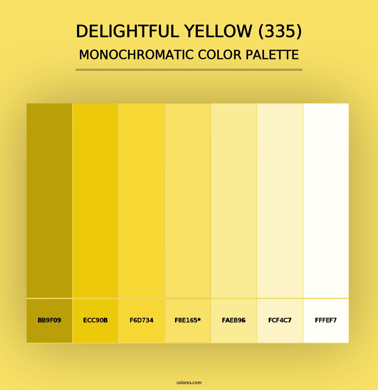 Delightful Yellow (335) - Monochromatic Color Palette