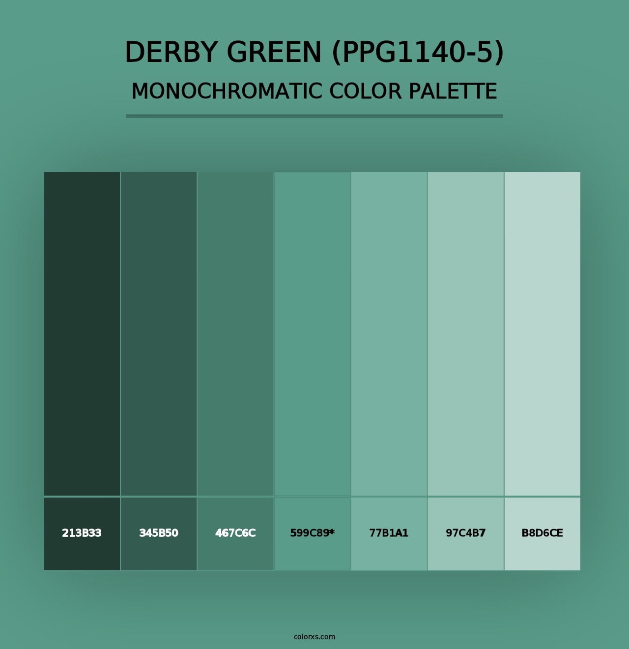 Derby Green (PPG1140-5) - Monochromatic Color Palette