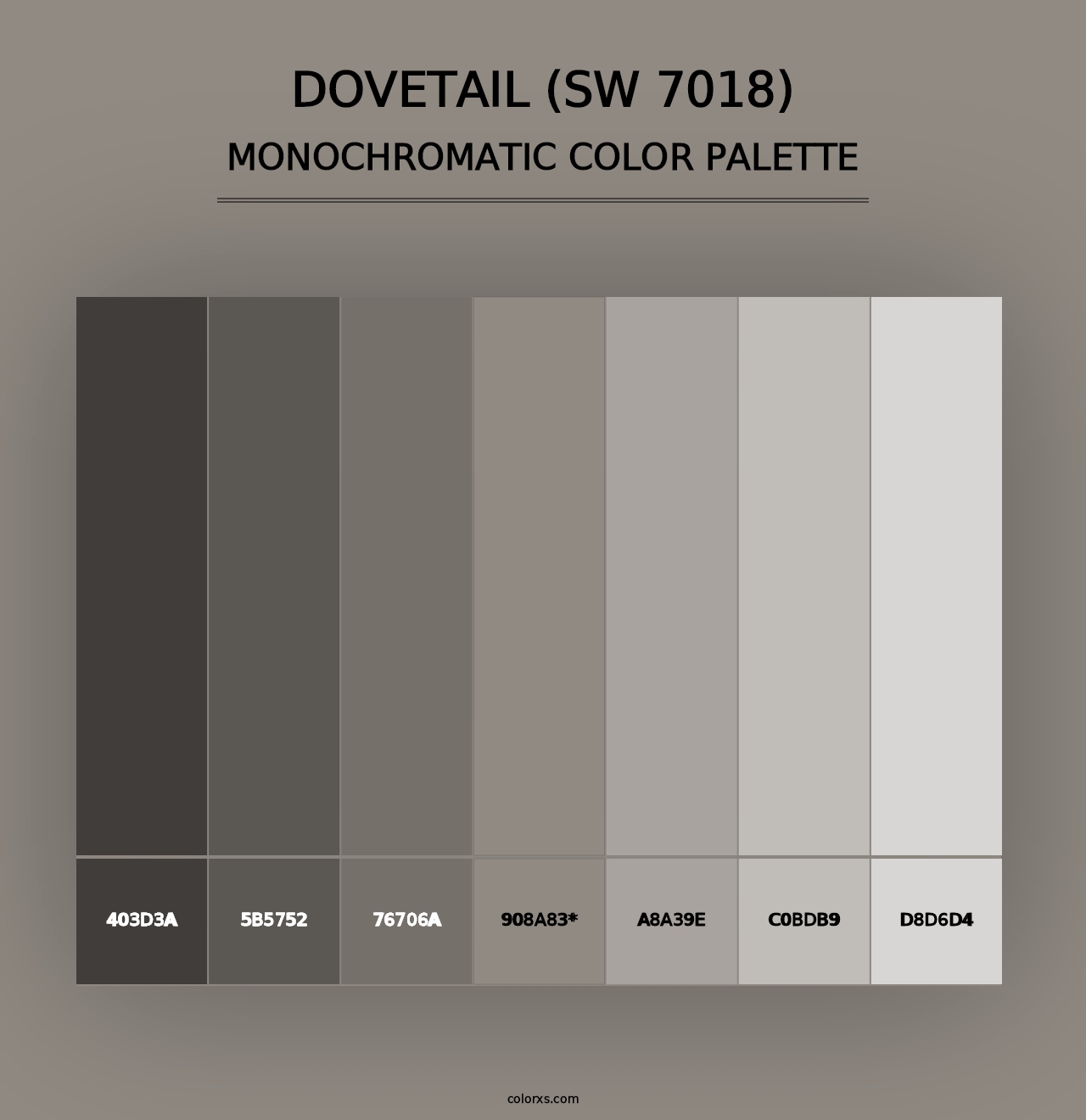 Dovetail (SW 7018) - Monochromatic Color Palette