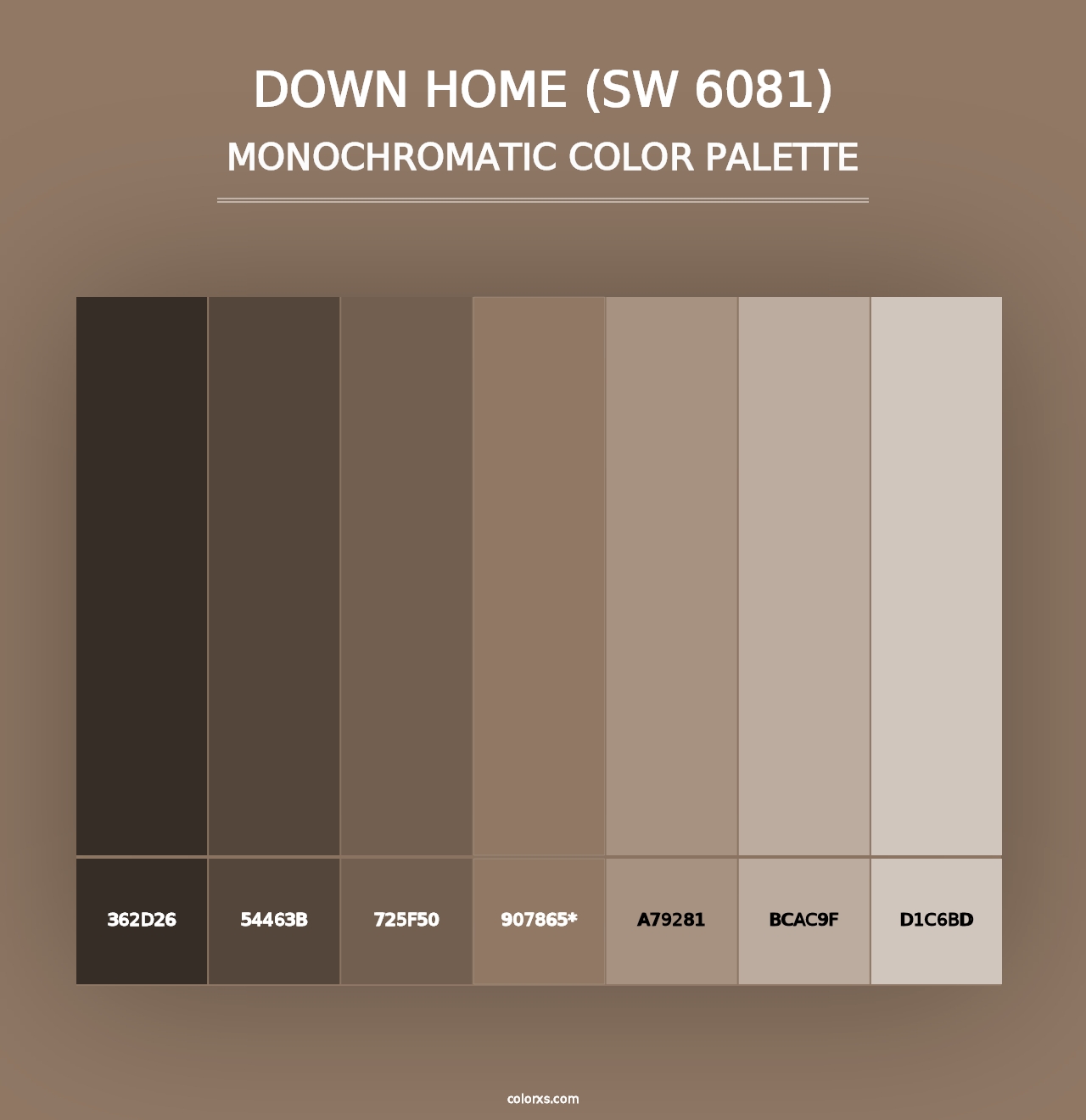 Down Home (SW 6081) - Monochromatic Color Palette