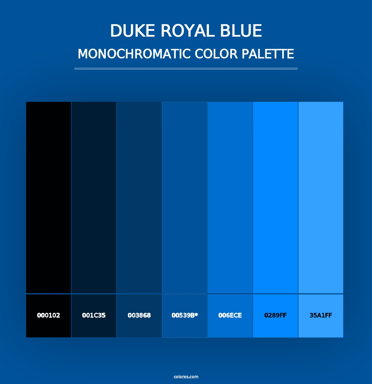 Duke Royal Blue - Monochromatic Color Palette