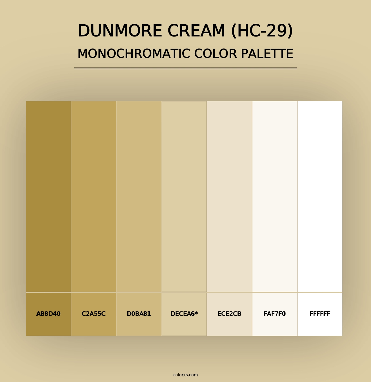 Dunmore Cream (HC-29) - Monochromatic Color Palette