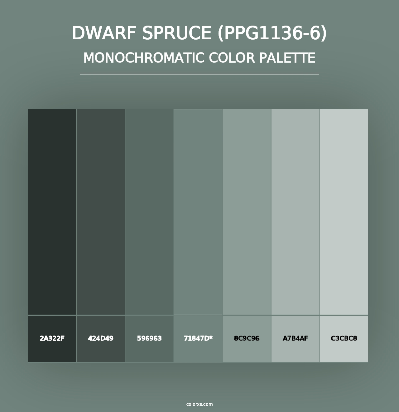 Dwarf Spruce (PPG1136-6) - Monochromatic Color Palette