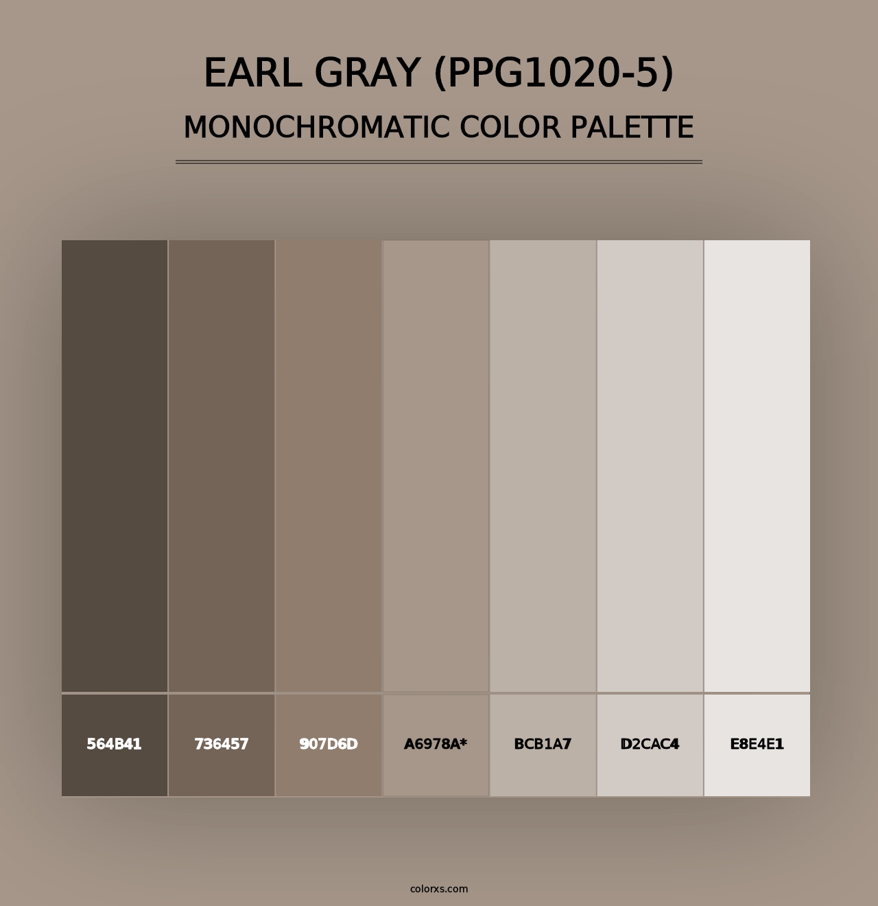 Earl Gray (PPG1020-5) - Monochromatic Color Palette