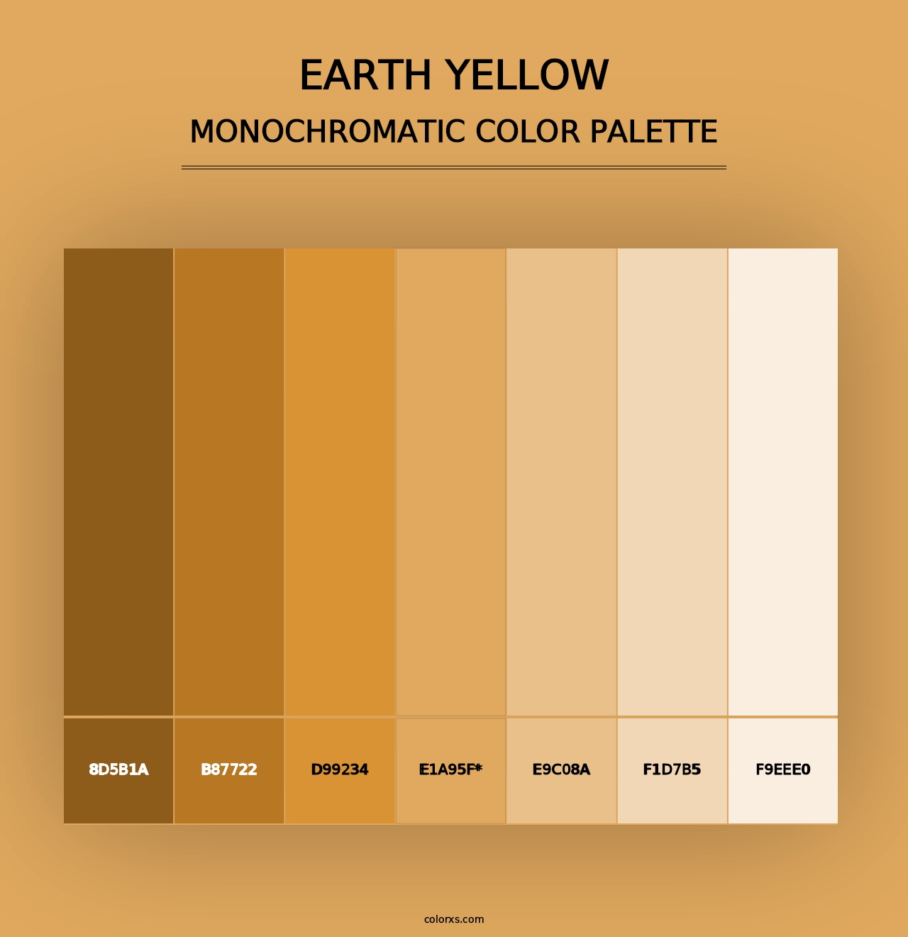 Earth Yellow - Monochromatic Color Palette