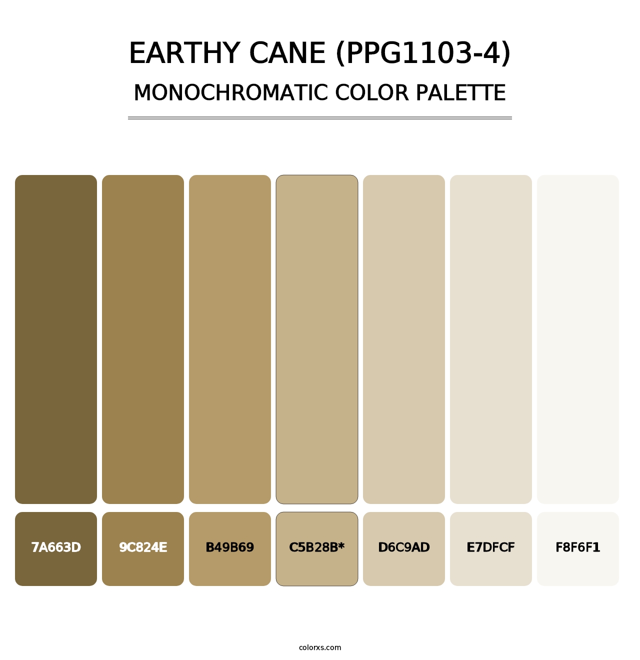 Earthy Cane (PPG1103-4) - Monochromatic Color Palette