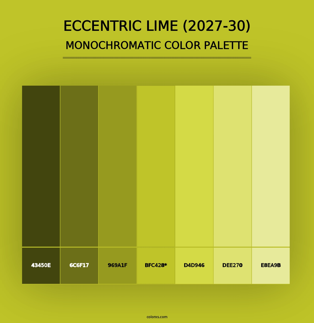 Eccentric Lime (2027-30) - Monochromatic Color Palette